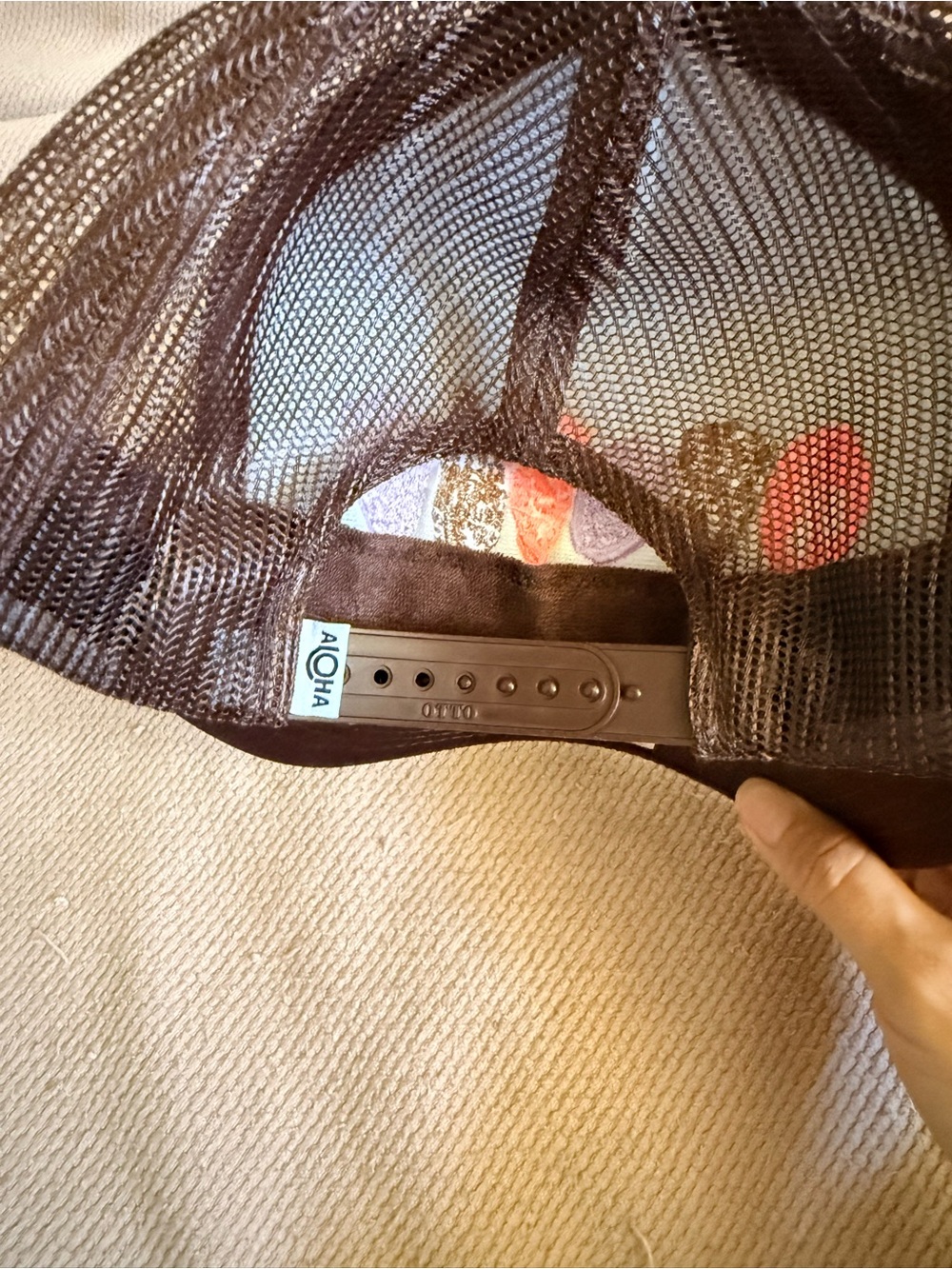 NWT ALOHA Collection Coconut Brown Shell Trucker Hat - Picture 4 of 4